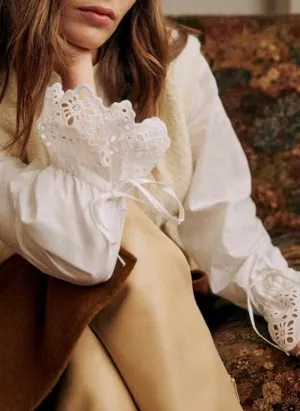 100% Crisp Cotton Front Bib Shirt with High-Neck and Tie Eyelet Cuffs