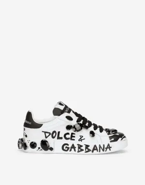 All-Over Logo Print Embellished Sneakers