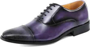 Amali Oxford Dress Shoes for Men with Textured Cap Toe, Men's Oxford Shoes Made from Premium PU Leather, Versatile Formal Footwear for All Occasions