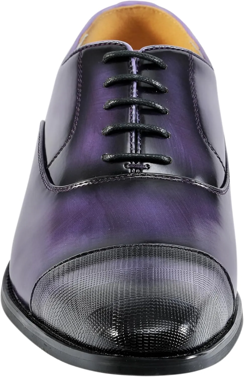 Amali Oxford Dress Shoes for Men with Textured Cap Toe, Men's Oxford Shoes Made from Premium PU Leather, Versatile Formal Footwear for All Occasions