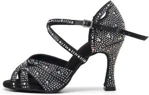 AOQUNFS Women Rhinestones Latin Dance Shoes Ballroom Salsa Performance Wedding Dancing Shoes,Z024