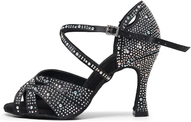 AOQUNFS Women Rhinestones Latin Dance Shoes Ballroom Salsa Performance Wedding Dancing Shoes,Z024