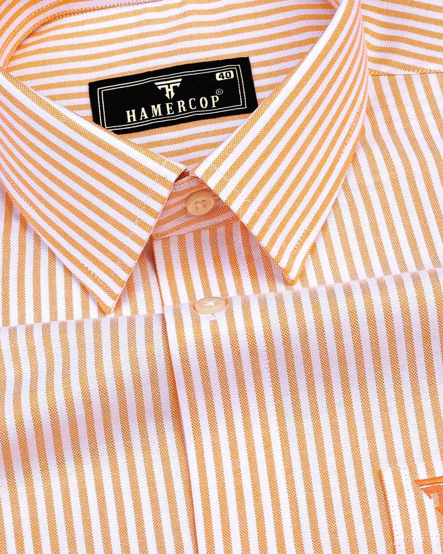 Atlanta Orange Bengal Stripe Oxford Cotton Shirt