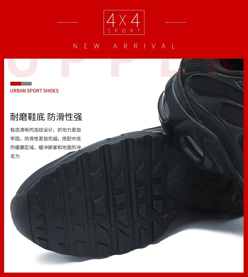 Autumn Black Gingham Pattern Breathable Running Shoes for Men