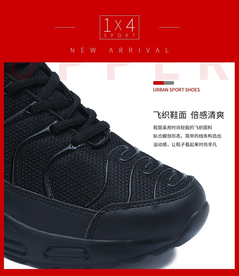 Autumn Black Gingham Pattern Breathable Running Shoes for Men