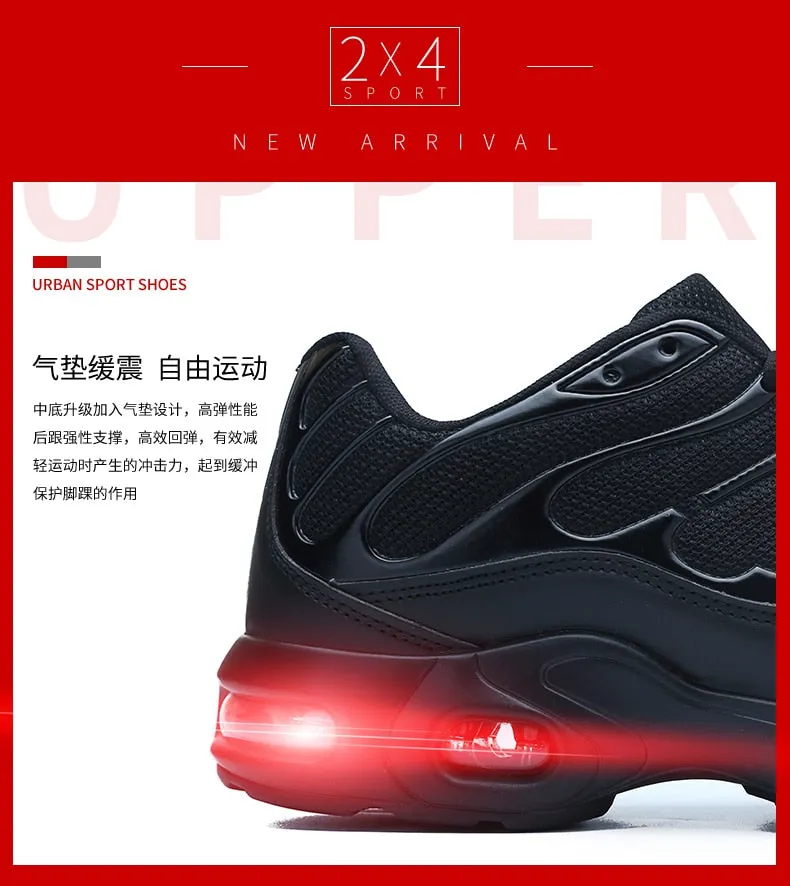 Autumn Black Gingham Pattern Breathable Running Shoes for Men