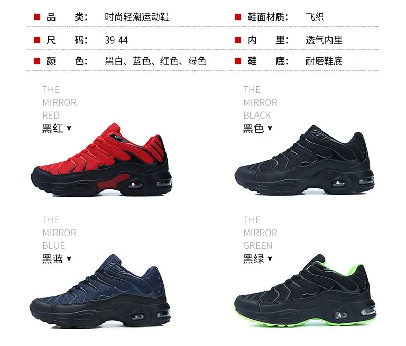 Autumn Black Gingham Pattern Breathable Running Shoes for Men