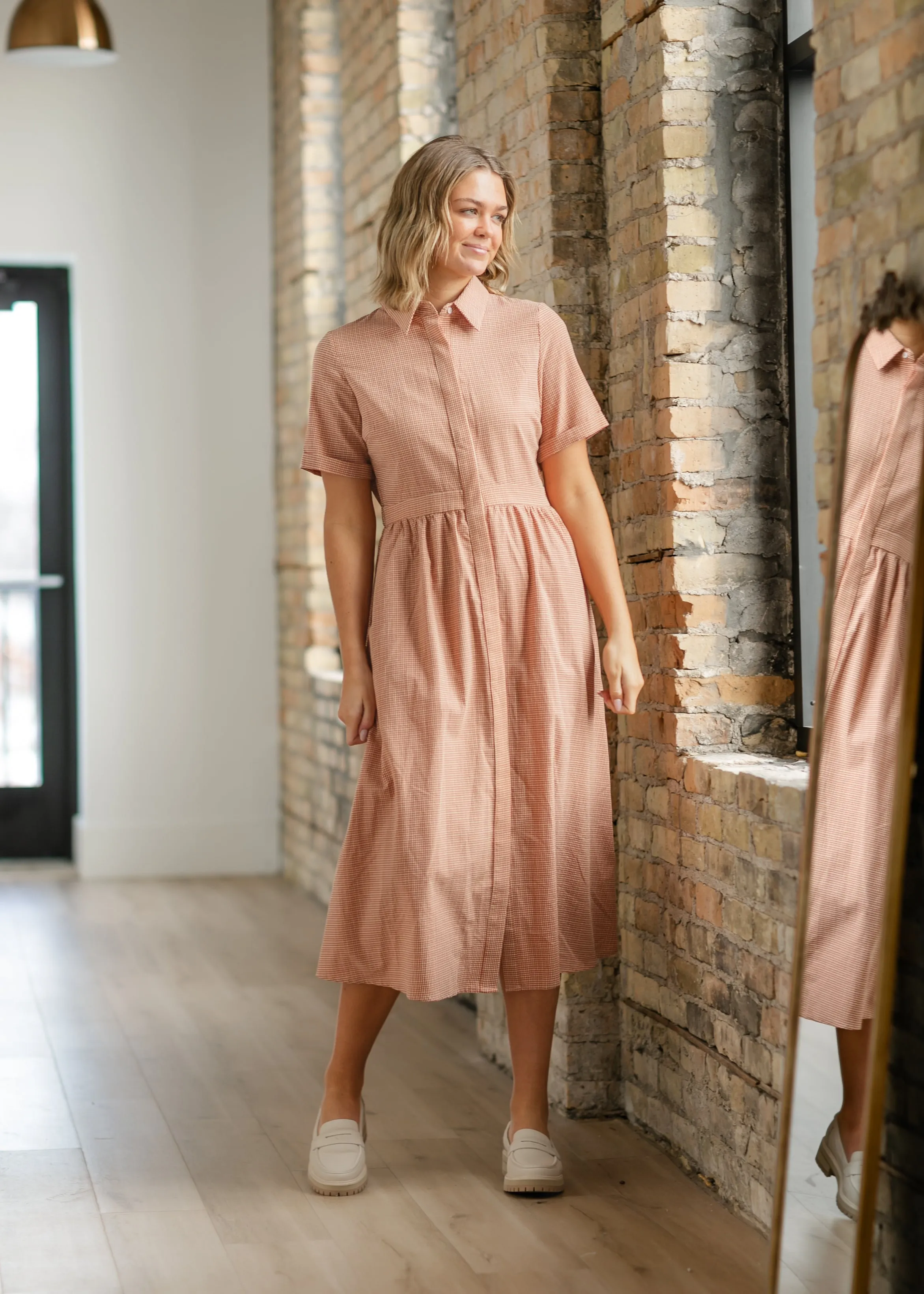 Becky Checkered Button Down Dress