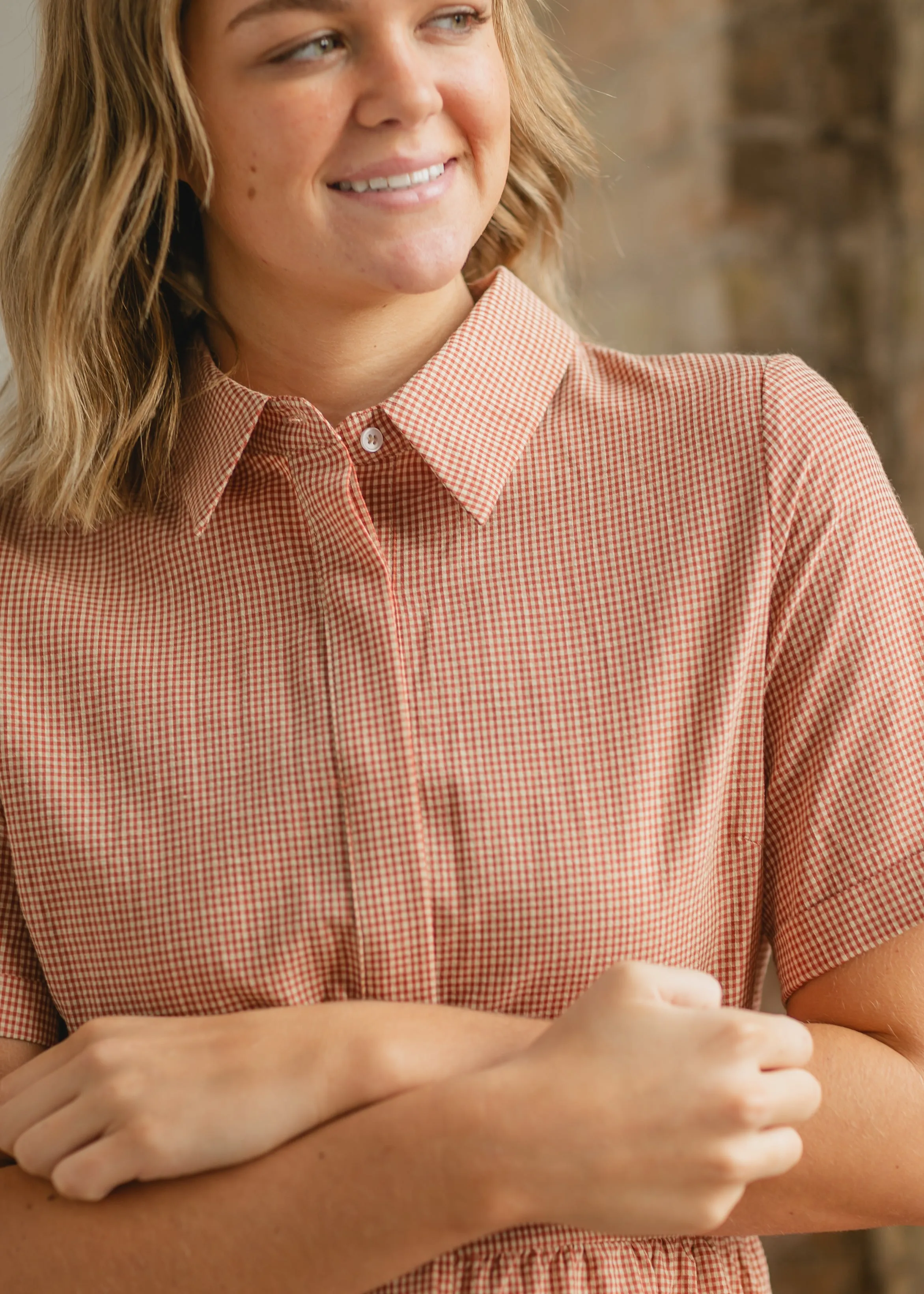 Becky Checkered Button Down Dress