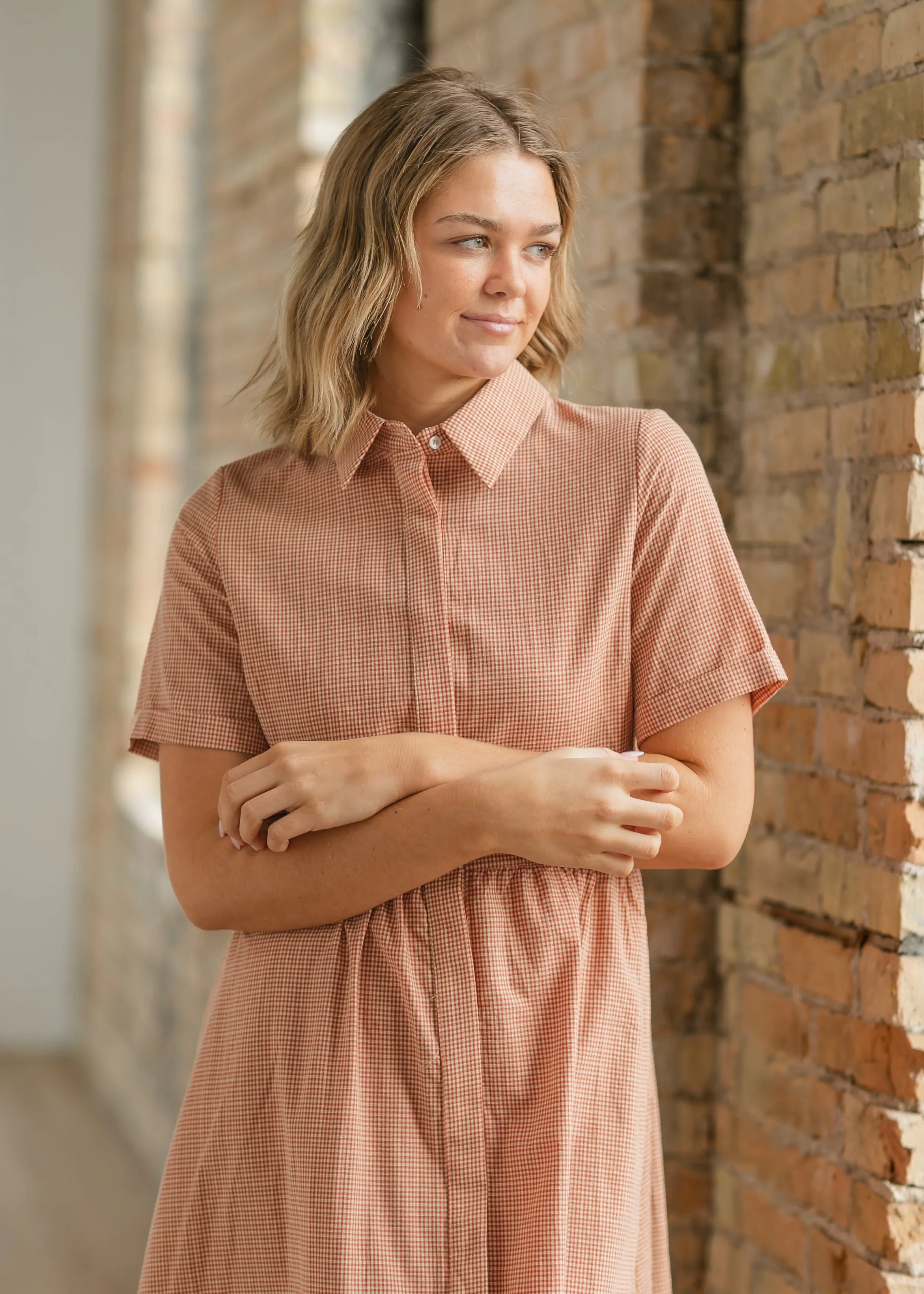 Becky Checkered Button Down Dress