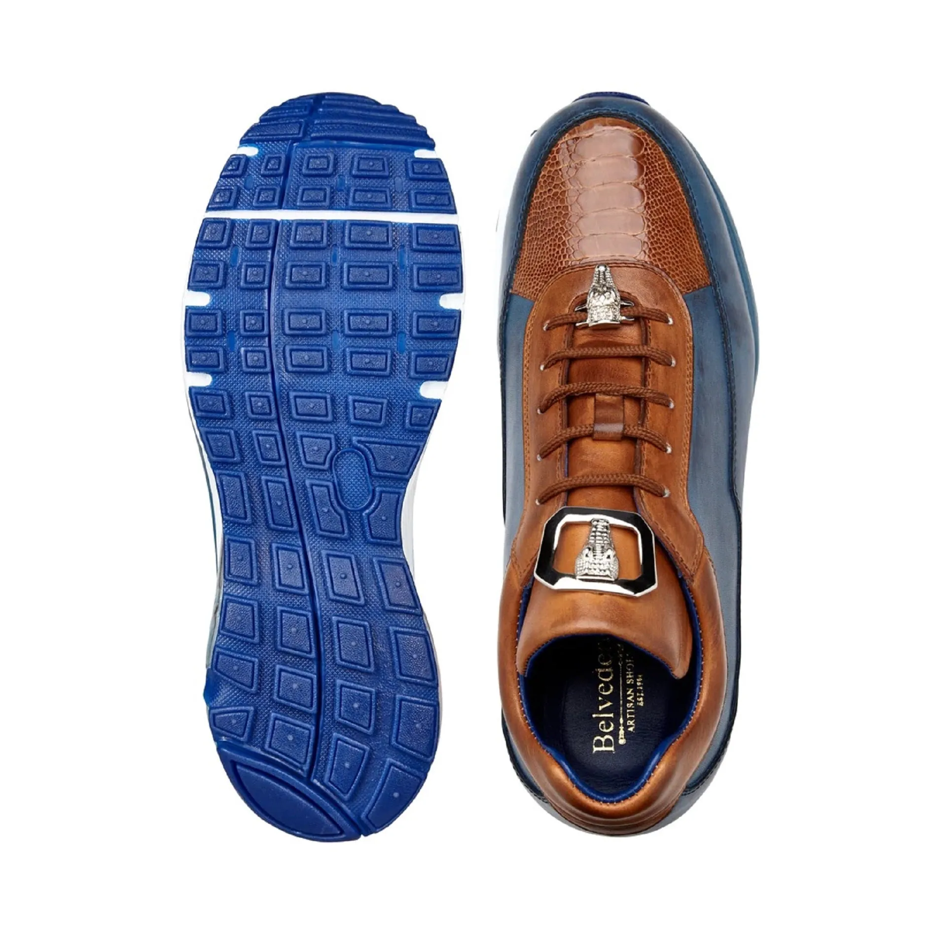 Belvedere Sneakers Men's Shoes Blue Safari & Almond - Flash E01