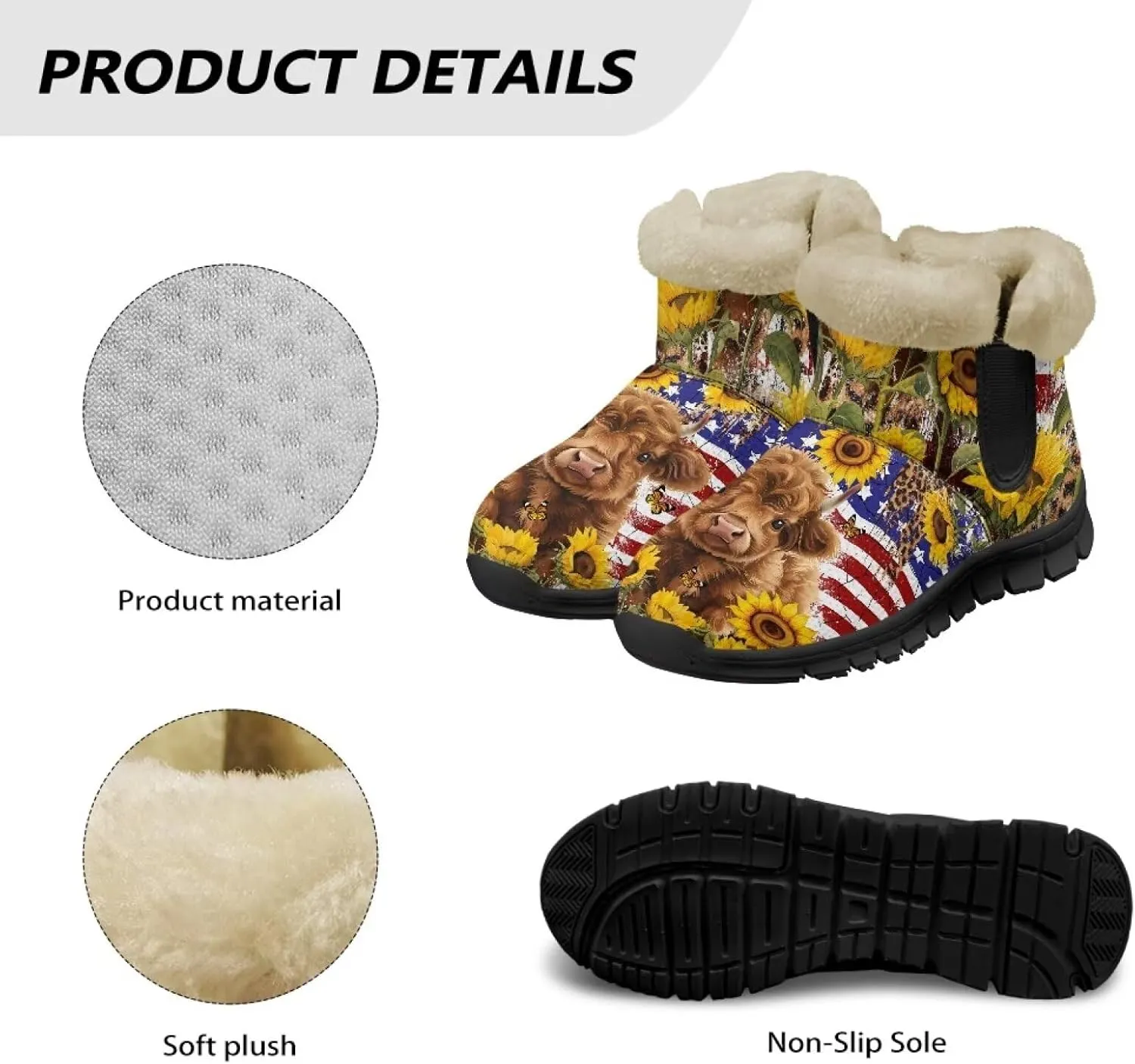 Binienty Snow Boots for Women Anti-Slip Fur Fleece Lined Ankle Boot Winter Boots Outdoor