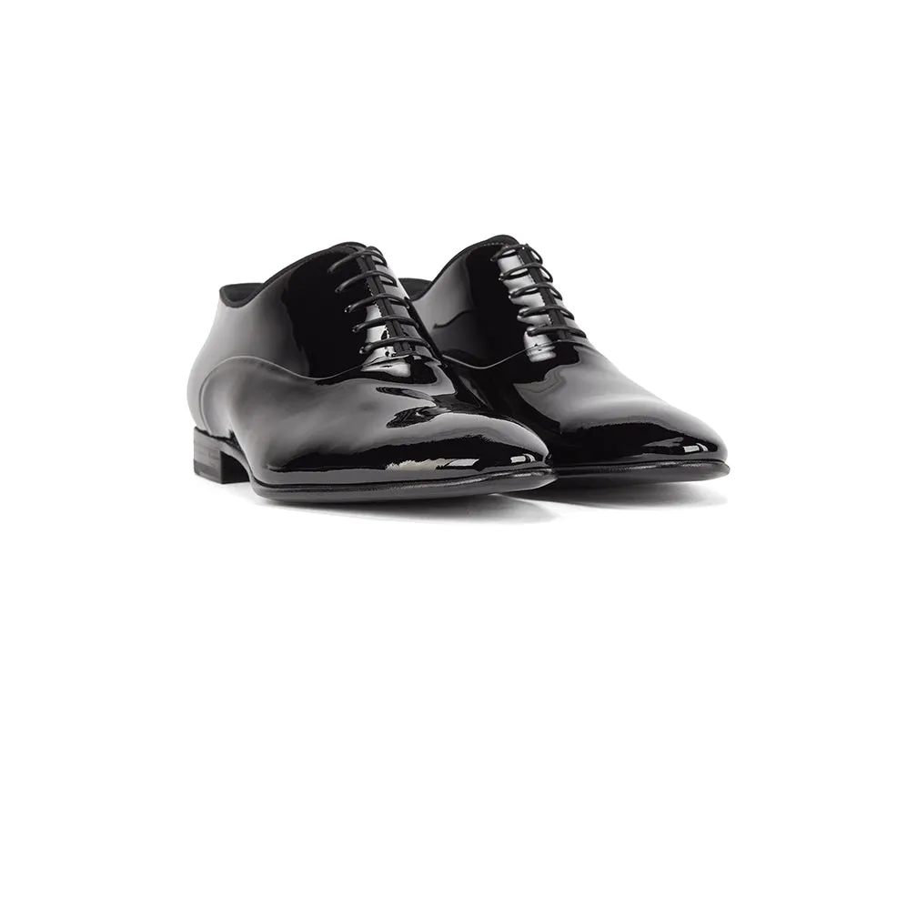 Boss Oxford shoes in patent leather with grosgrain piping