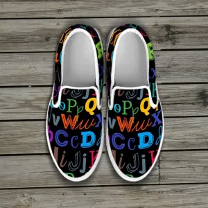 Colorful Alphabet Grade School Teacher Slip-on Shoes