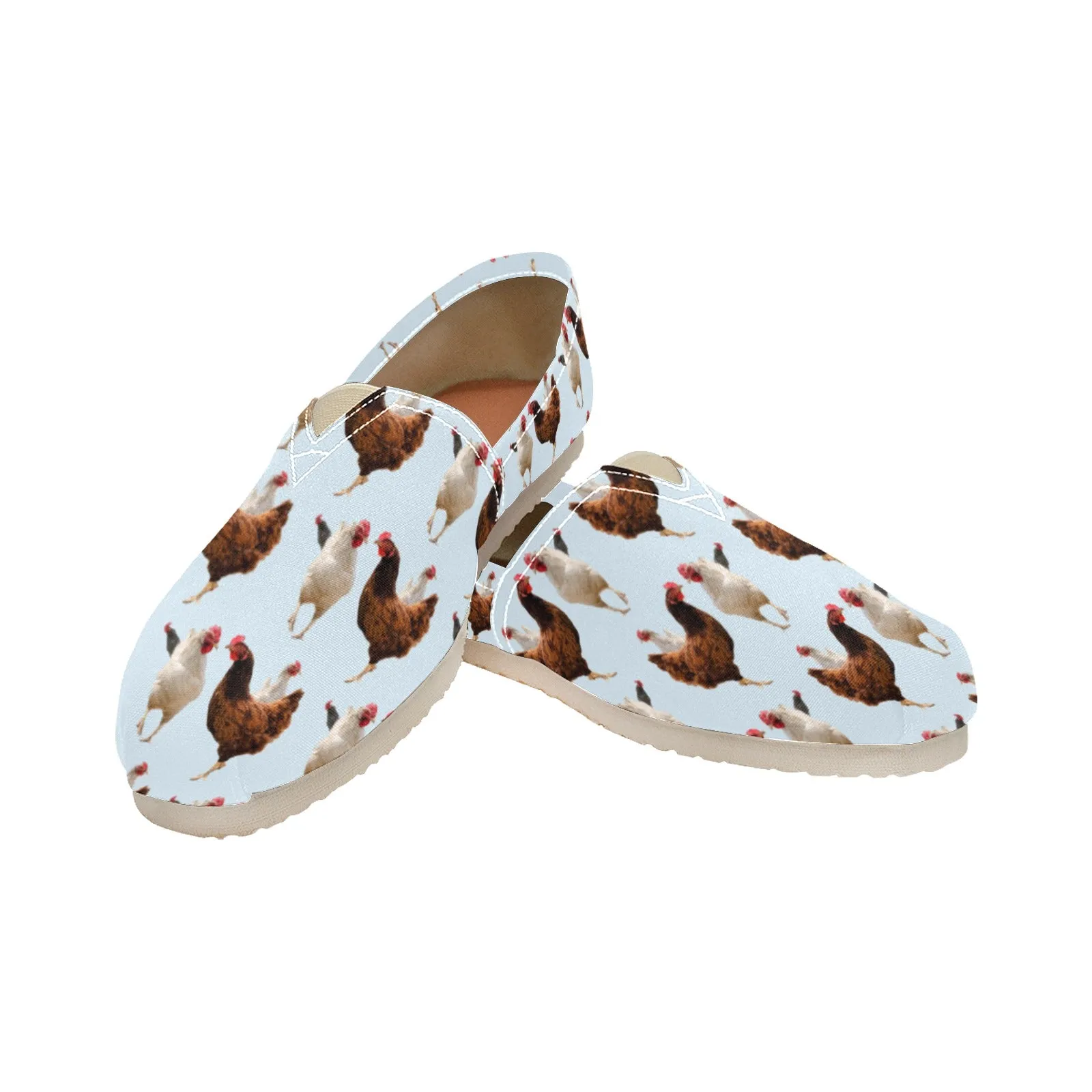 Espadrilles Canvas Flock of Chickens Light Blue Women's Canvas Slip-On Shoes(Model1206)