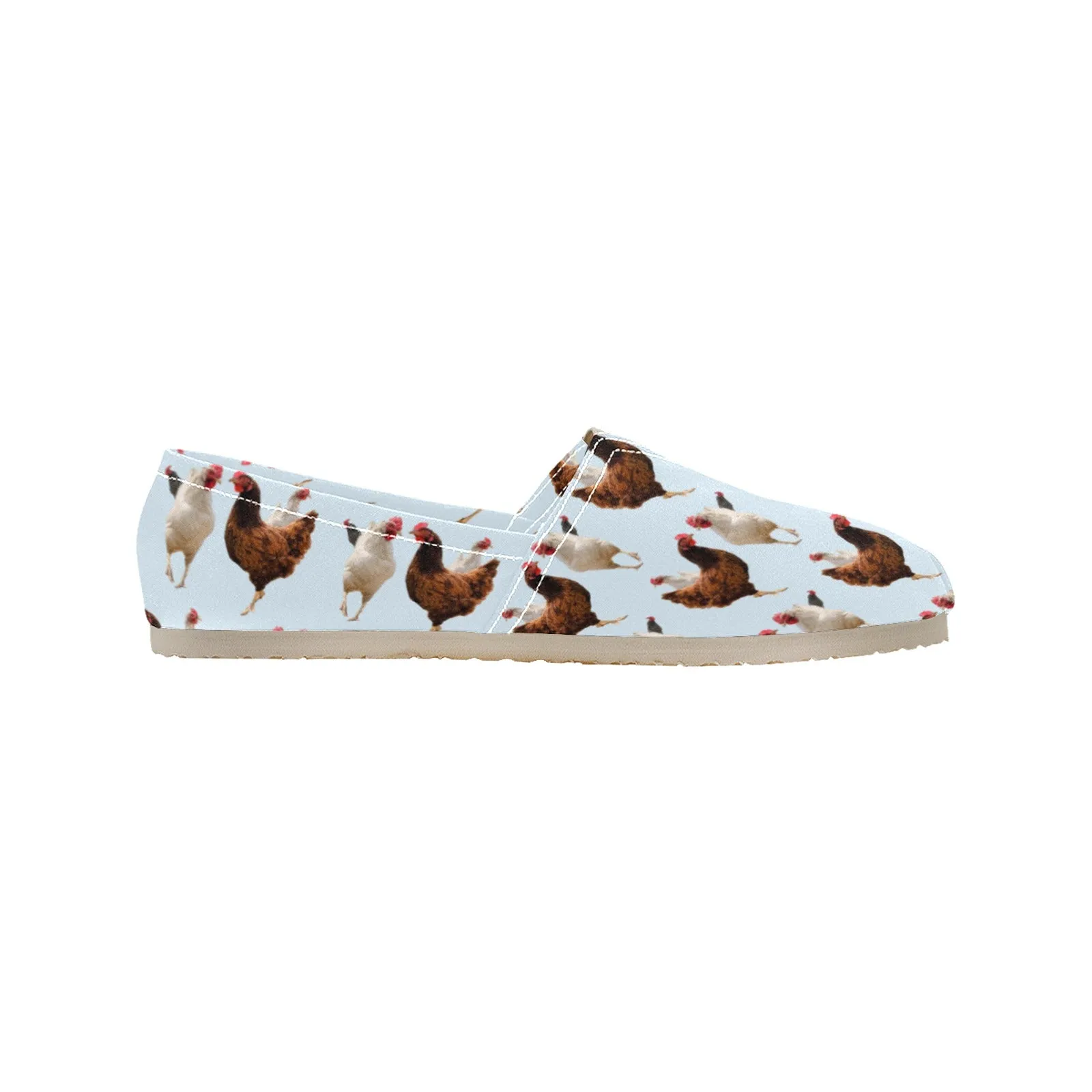 Espadrilles Canvas Flock of Chickens Light Blue Women's Canvas Slip-On Shoes(Model1206)