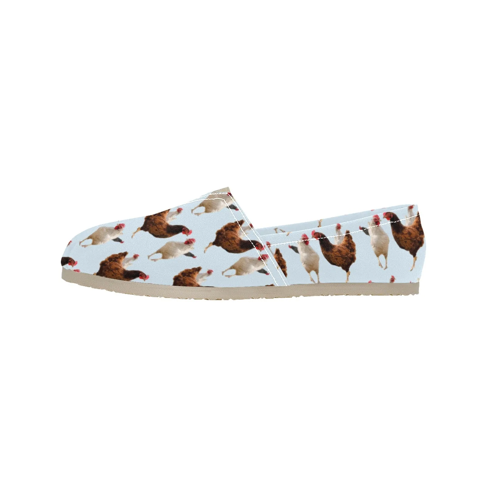 Espadrilles Canvas Flock of Chickens Light Blue Women's Canvas Slip-On Shoes(Model1206)