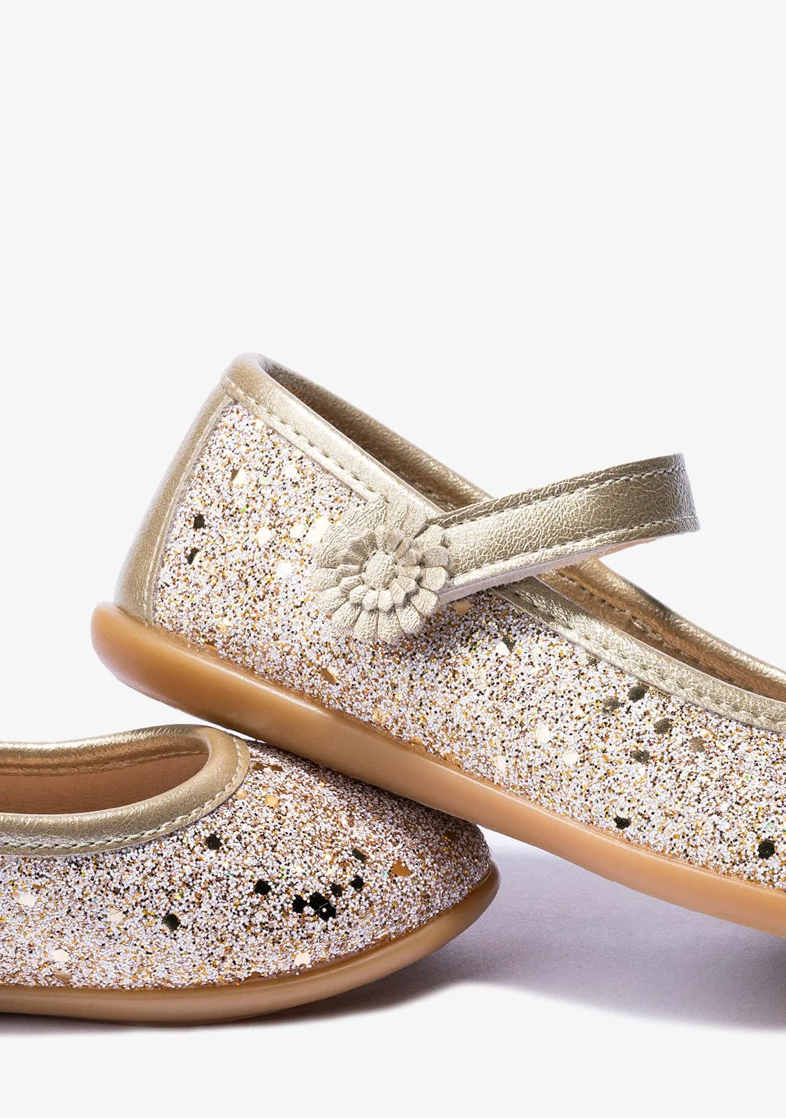 Girl's Platinum Adherent Strip Glitter Ballerinas