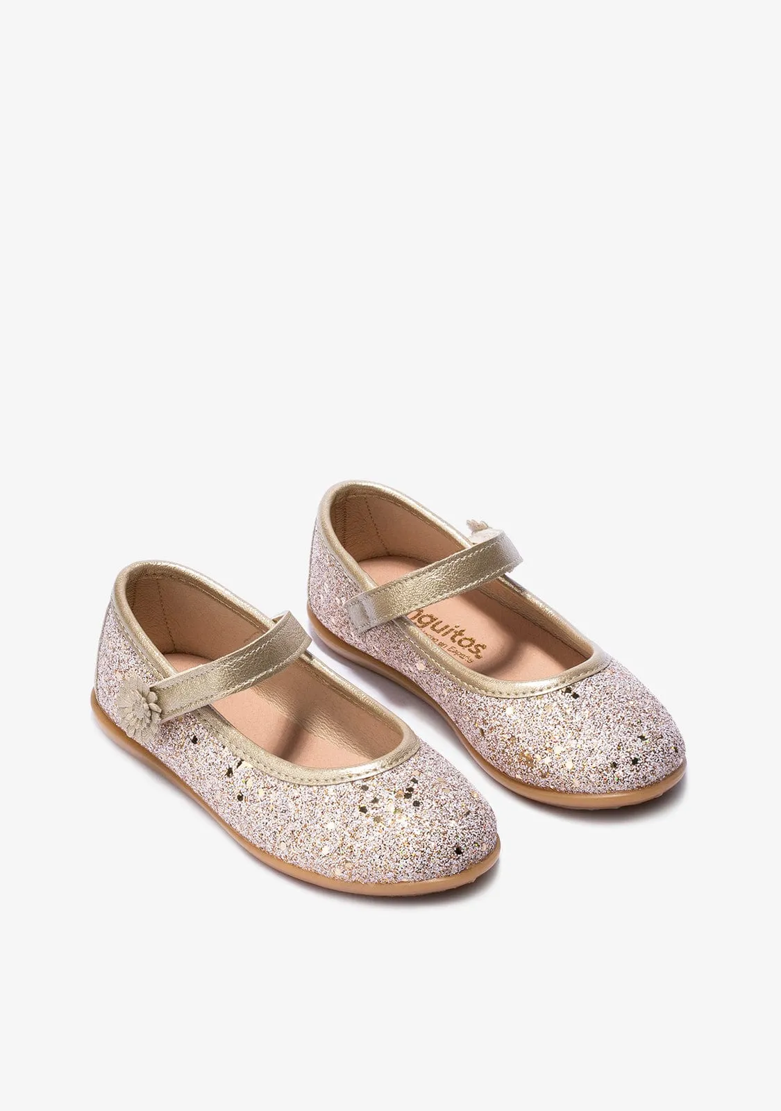Girl's Platinum Adherent Strip Glitter Ballerinas