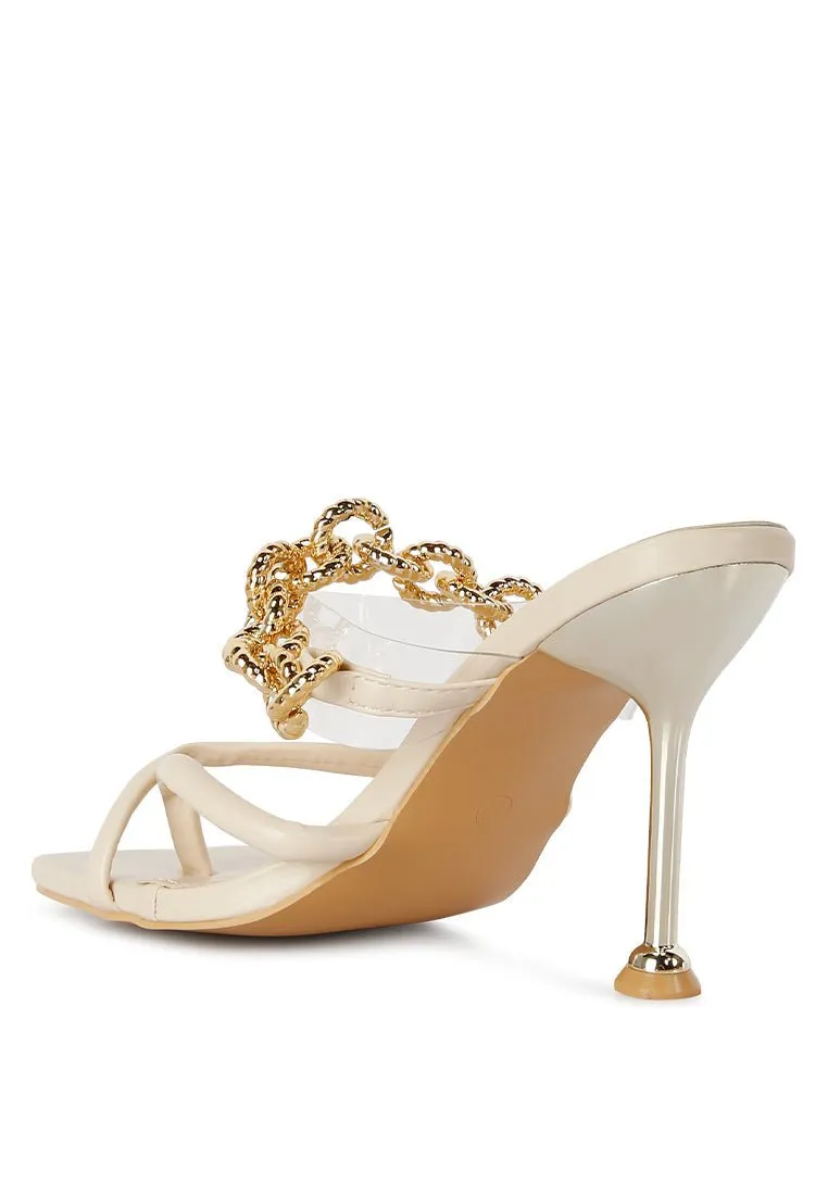 Glamorous Link Chain Embellished Heel Sandals by Social Bee