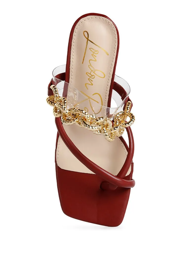 Glamorous Link Chain Embellished Heel Sandals by Social Bee