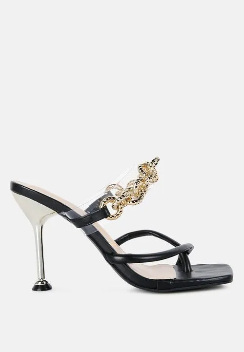 Glamorous Link Chain Embellished Heel Sandals by Social Bee