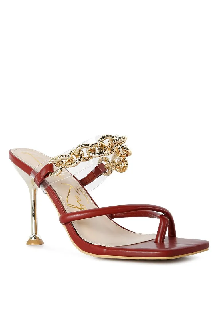 Glamorous Link Chain Embellished Heel Sandals by Social Bee