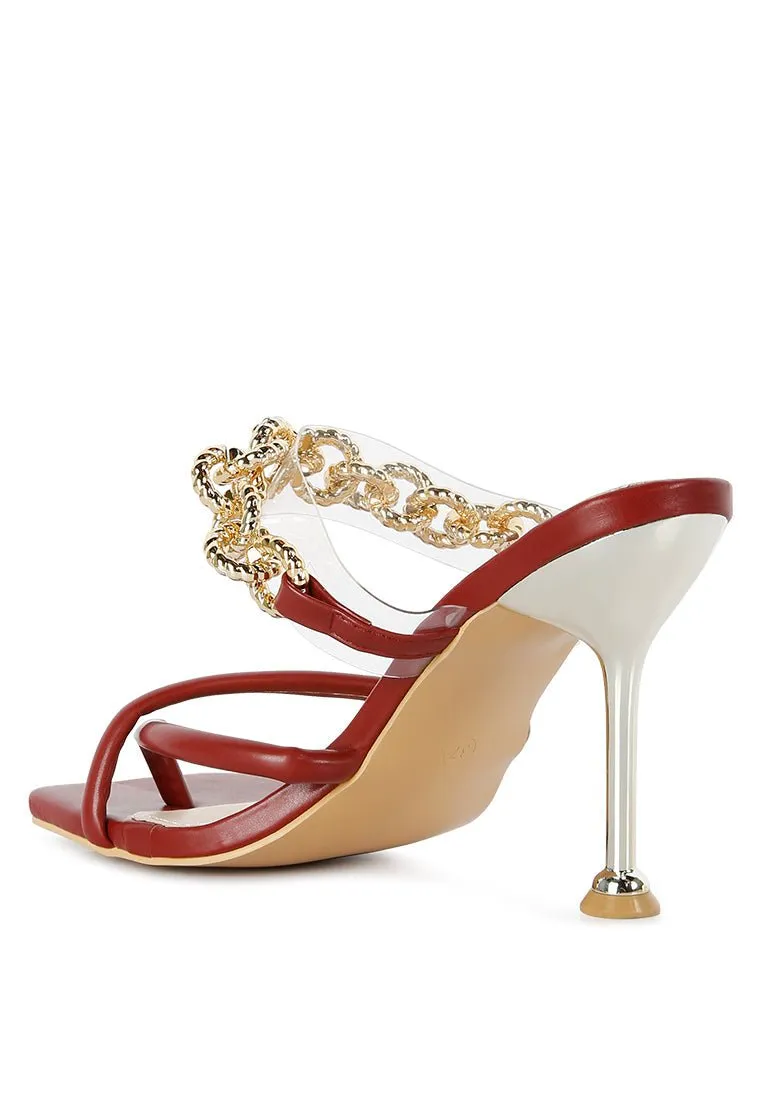 Glamorous Link Chain Embellished Heel Sandals by Social Bee