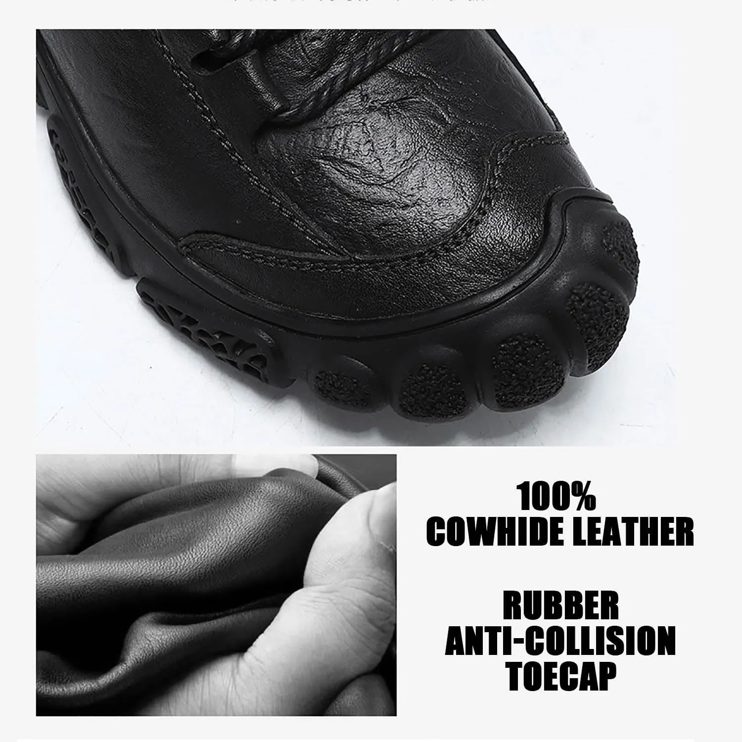 HESBITEUL Men's Leather Chukka Hiking Boots All Seasons for Camping & Driving Ankle Shoes
