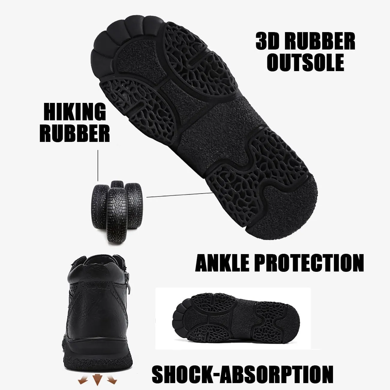 HESBITEUL Men's Leather Chukka Hiking Boots All Seasons for Camping & Driving Ankle Shoes