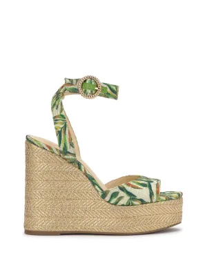 Kamindi Espadrille Wedge in Green Jungle