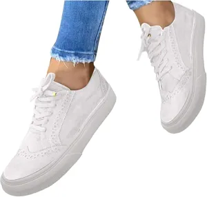 Ladmiple Sneakers For Women Slip On Wide Width Casual Lace Up Canvas Walking Shoes Dressy Summer Fashion Flats Loafers