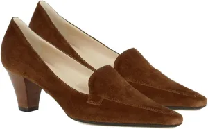 LEHOOR Women Vintage Chunky Block Heel Pumps Shoes Square Pointed Toe Slip On Formal Office Work Business Loafers Shoes Suede Snakeskin Cone Heel Oxford Shoe Ladies Professional Chic Fall 4-11 M US