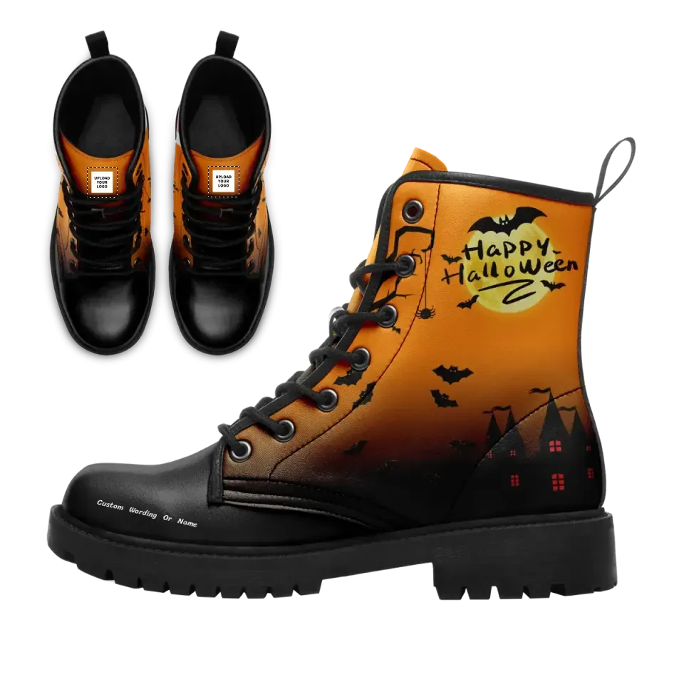 Luxury Gifts,Personalized Bat Boots, Custom Pumpkin Boots, Stylish and Lace Up Boots, Unique Gift for Halloween