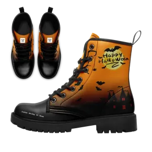 Luxury Gifts,Personalized Bat Boots, Custom Pumpkin Boots, Stylish and Lace Up Boots, Unique Gift for Halloween