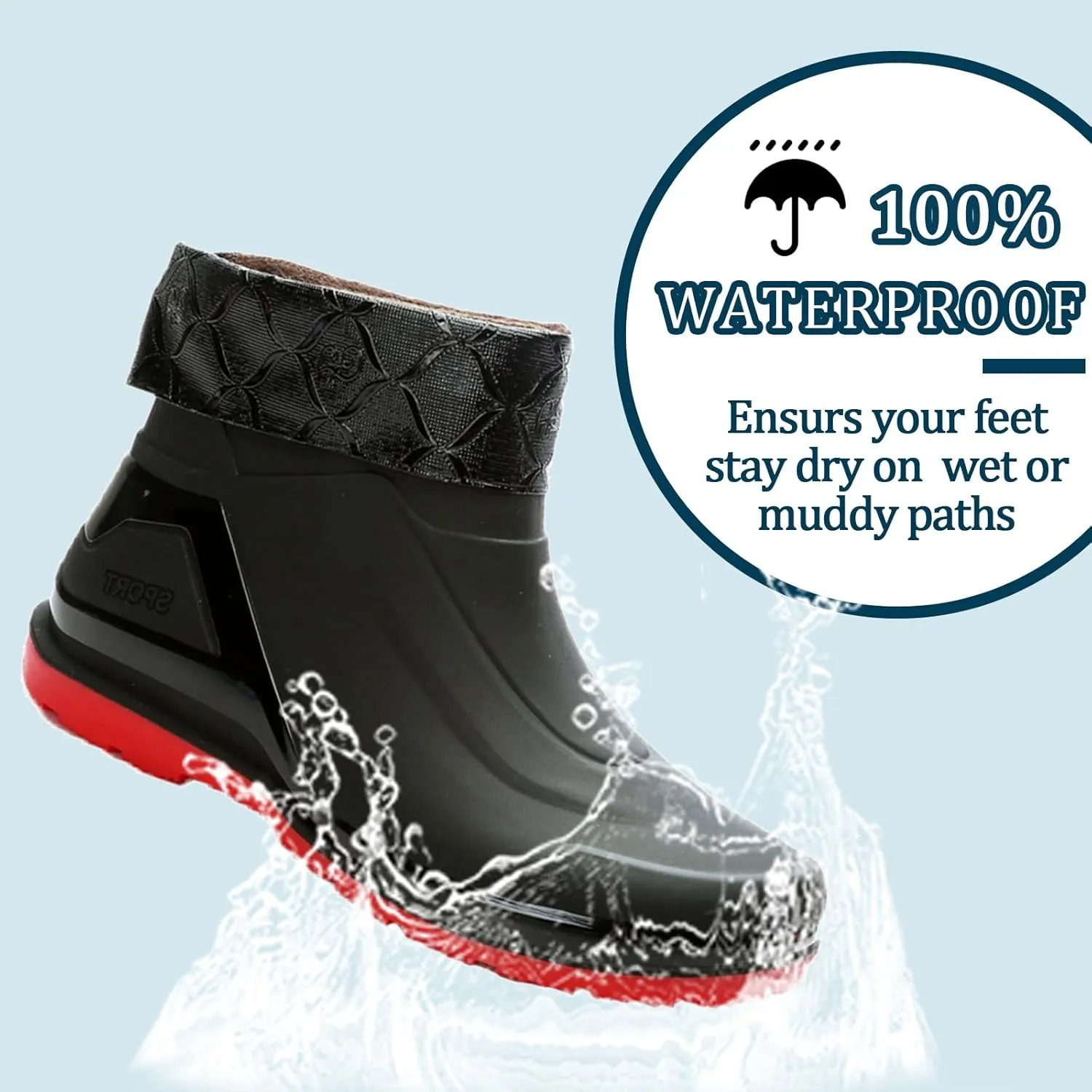 Men Rain Boots Waterproof Ankle Boots Outdoor Garden Shoes