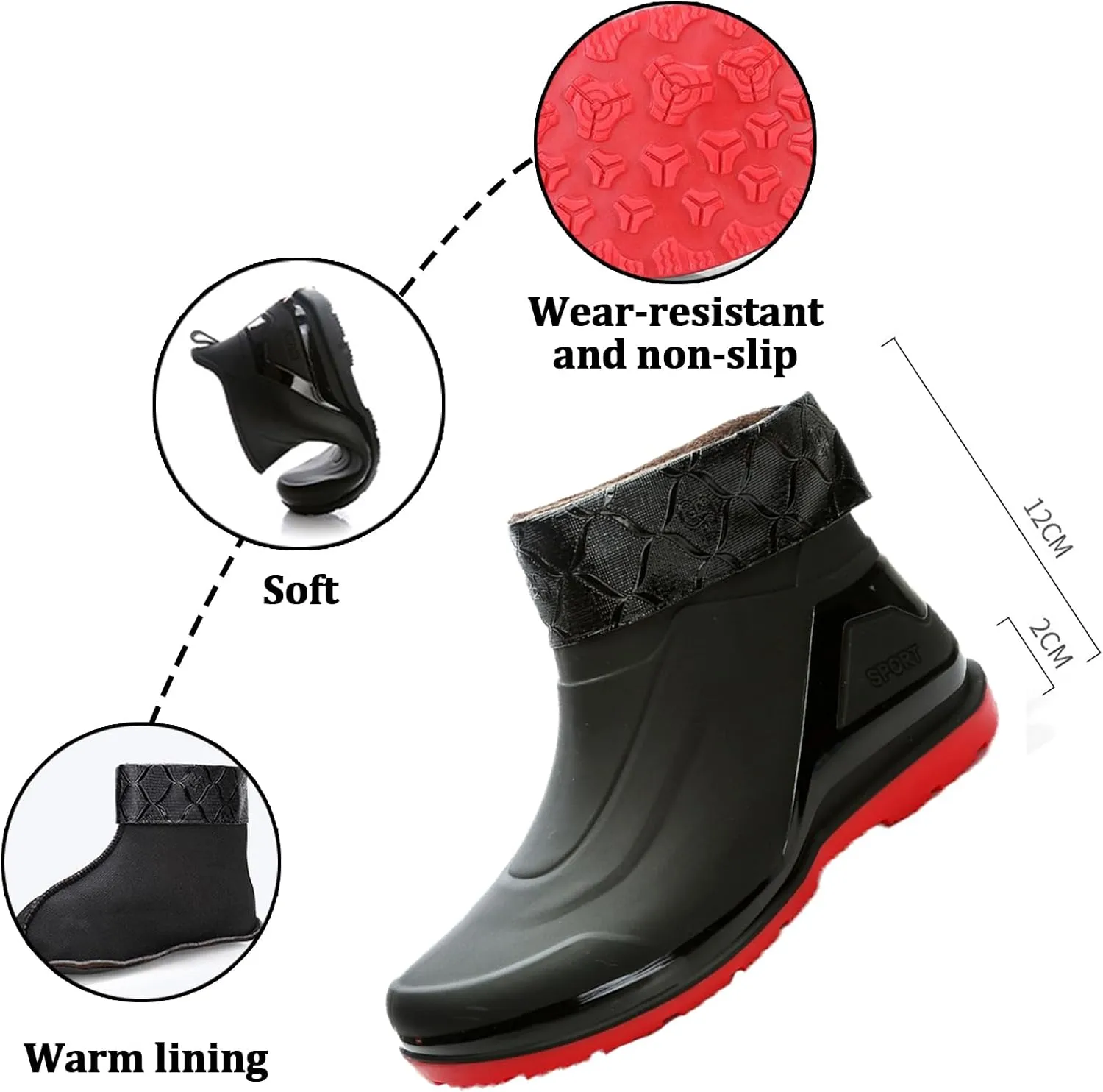 Men Rain Boots Waterproof Ankle Boots Outdoor Garden Shoes