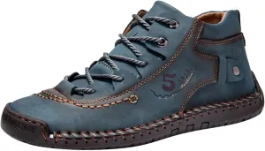 Men Shoes Dress Leather Soles Fashion Summer and Autumn Men Leather Shoes Flat Soft Bottom Comfortable Mid Top Lace Up Casual Men Leather Chukka Boot