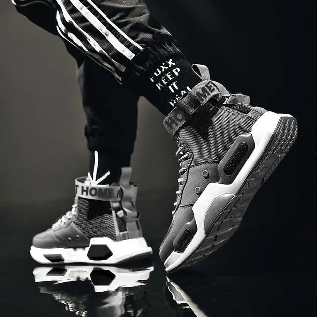 Men&#39;s High Top Fashion Leather Sneakers Trend Hot Sale Comfortable Man Casual Shoes Outdoor Non-slip Breathable Men Shoes