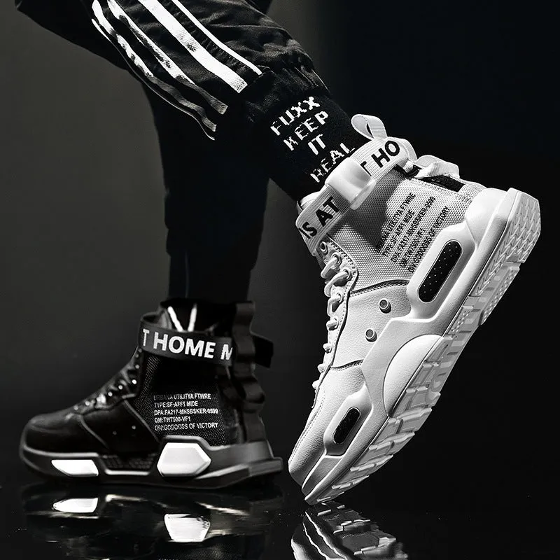 Men&#39;s High Top Fashion Leather Sneakers Trend Hot Sale Comfortable Man Casual Shoes Outdoor Non-slip Breathable Men Shoes