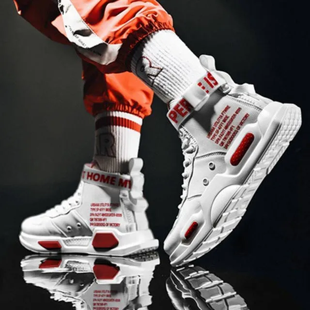 Men&#39;s High Top Fashion Leather Sneakers Trend Hot Sale Comfortable Man Casual Shoes Outdoor Non-slip Breathable Men Shoes