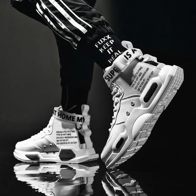 Men&#39;s High Top Fashion Leather Sneakers Trend Hot Sale Comfortable Man Casual Shoes Outdoor Non-slip Breathable Men Shoes