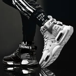 Men&#39;s High Top Fashion Leather Sneakers Trend Hot Sale Comfortable Man Casual Shoes Outdoor Non-slip Breathable Men Shoes