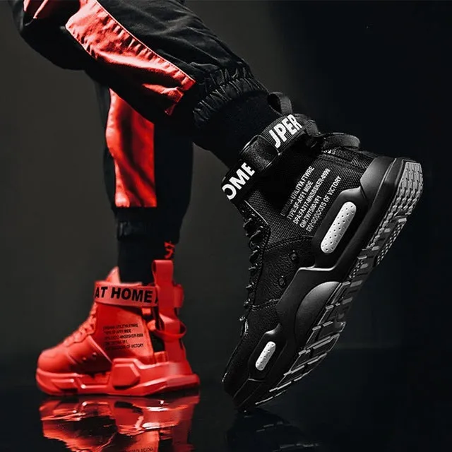 Men&#39;s High Top Fashion Leather Sneakers Trend Hot Sale Comfortable Man Casual Shoes Outdoor Non-slip Breathable Men Shoes