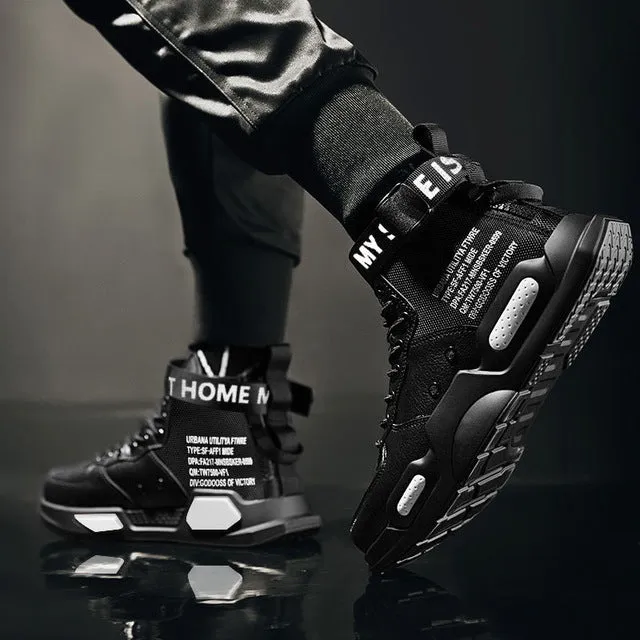 Men&#39;s High Top Fashion Leather Sneakers Trend Hot Sale Comfortable Man Casual Shoes Outdoor Non-slip Breathable Men Shoes