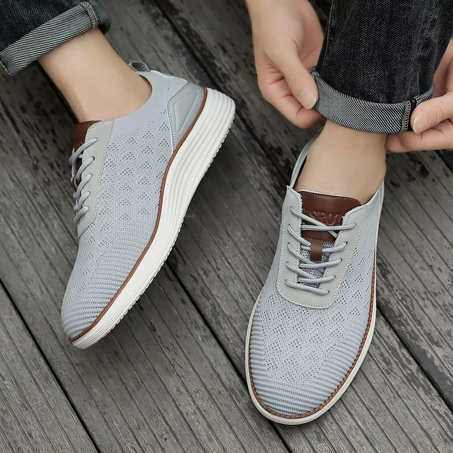 Men's Fashion Dress Sneakers Mesh Oxfords Business Casual Walking Shoes Knit Lightweight Tennis Footwear