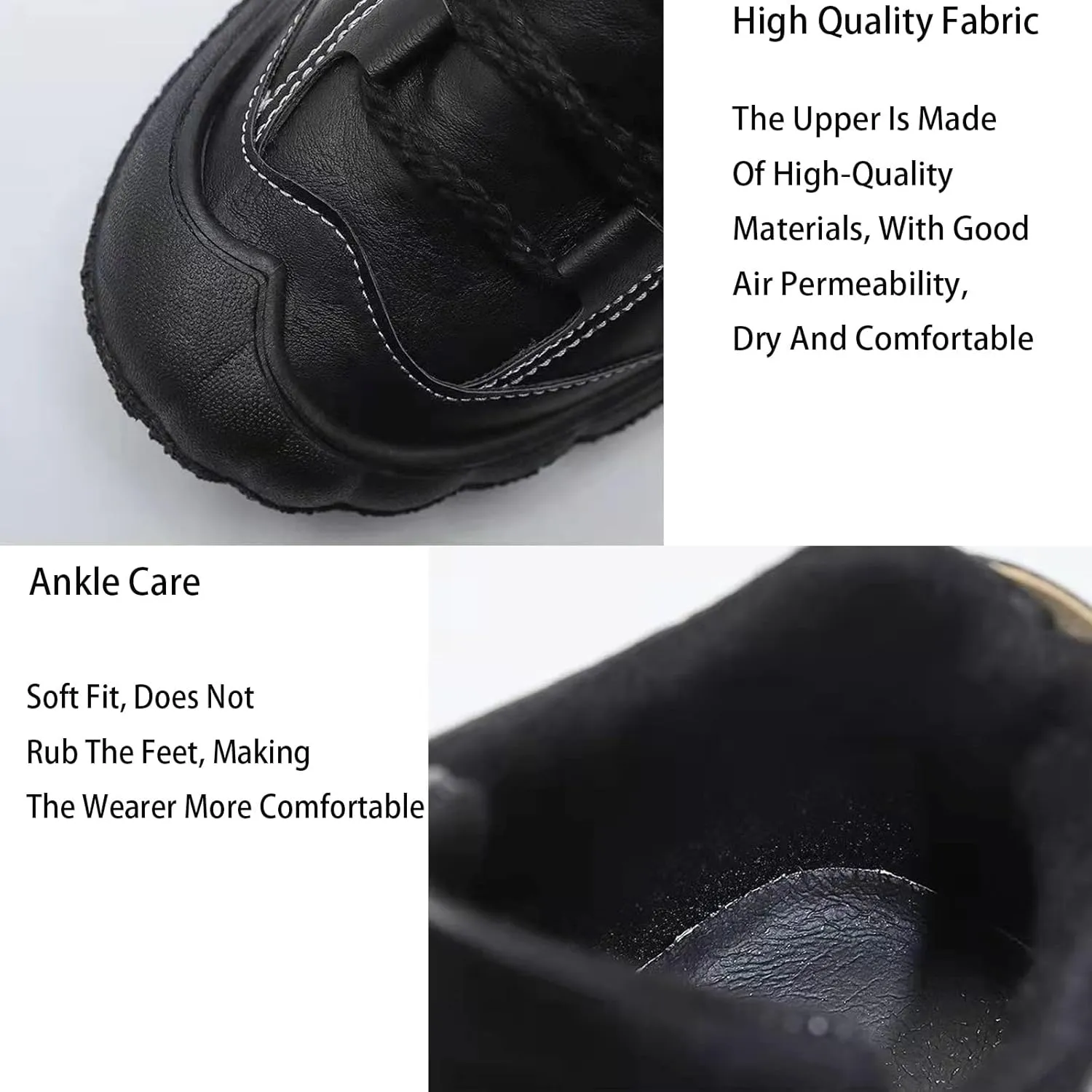 Men's Fur Lined Pu Leather Waterproof Ankle Snow Boots,Outdoor Lace Baotou Non-Slip Hiking Hiking Shoes