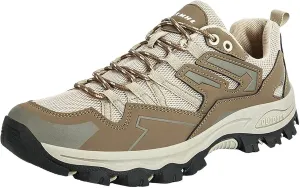 Mens Hiking Boots Outdoor Ankle Booties Leather Walking Lace Up Lightweight Trekking Shoes Breathable Work Walking Trekking