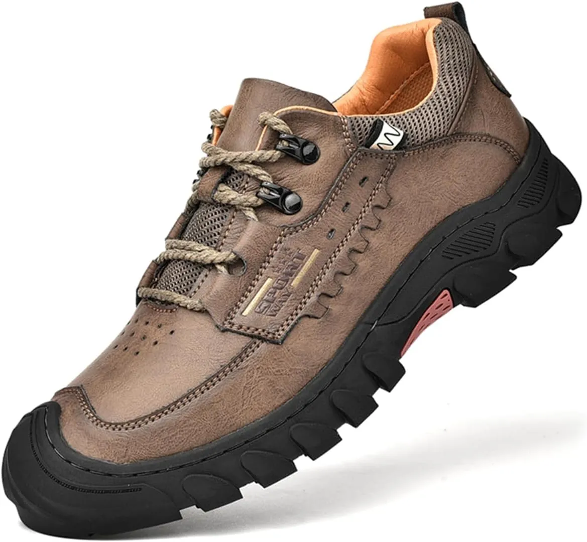Mens Hiking Shoes Waterproof Breathable Lightweight Leather Hiking Boots Outdoor Training Trekking Shoes