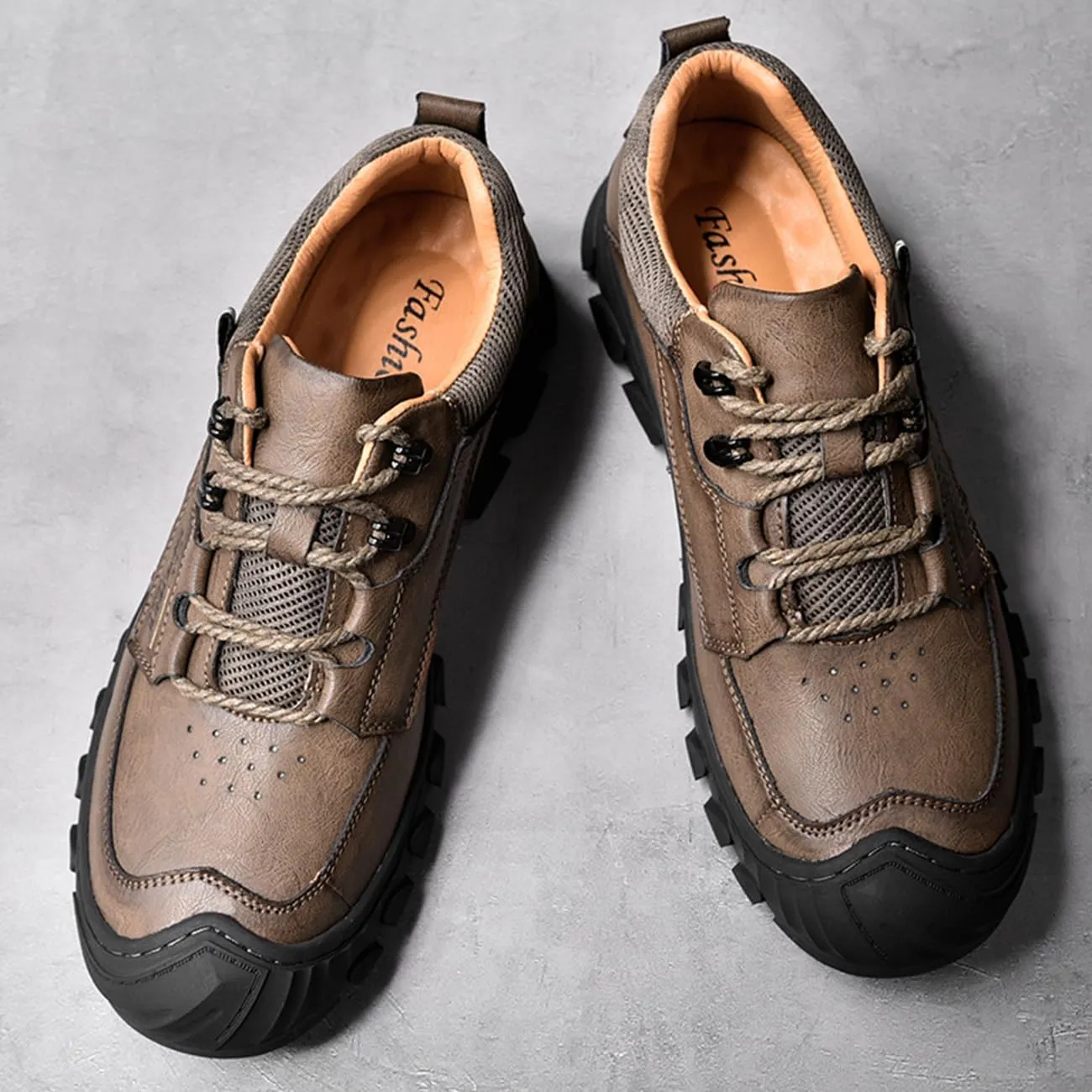 Mens Hiking Shoes Waterproof Breathable Lightweight Leather Hiking Boots Outdoor Training Trekking Shoes